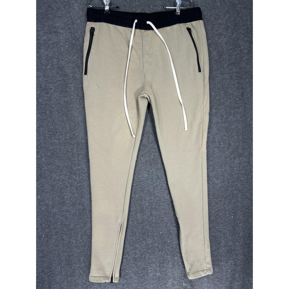 FOG Fear of God Essentials Jogger Sweatpants Mens L Tan Ankle Zip